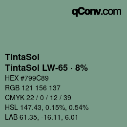 Código de color: TintaSol - TintaSol LW-65 · 8% | qconv.com