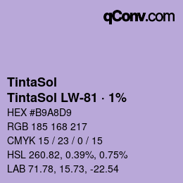 カラーコード: TintaSol - TintaSol LW-81 · 1% | qconv.com