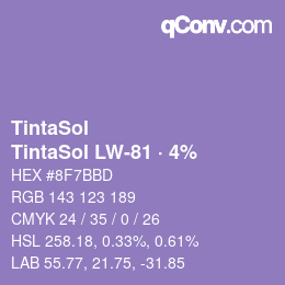 Código de color: TintaSol - TintaSol LW-81 · 4% | qconv.com