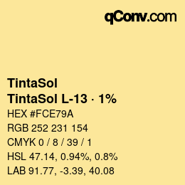 カラーコード: TintaSol - TintaSol L-13 · 1% | qconv.com