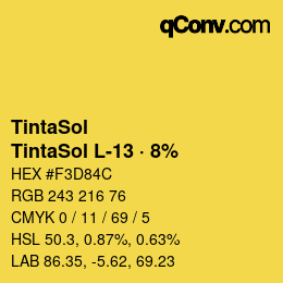 Código de color: TintaSol - TintaSol L-13 · 8% | qconv.com