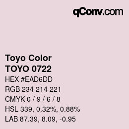 Color code: Toyo Color - TOYO 0722 | qconv.com