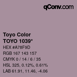 カラーコード: Toyo Color - TOYO 1039* | qconv.com