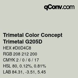 Color code: Trimetal Color Concept - Trimetal G205D | qconv.com