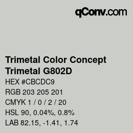 カラーコード: Trimetal Color Concept - Trimetal G802D | qconv.com