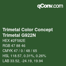 Color code: Trimetal Color Concept - Trimetal G922N | qconv.com