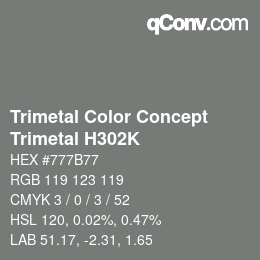 Color code: Trimetal Color Concept - Trimetal H302K | qconv.com