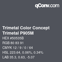 Color code: Trimetal Color Concept - Trimetal P905M | qconv.com