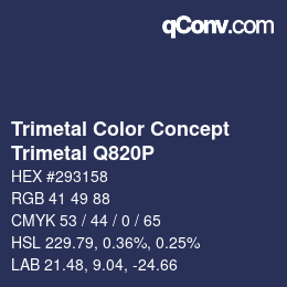 Color code: Trimetal Color Concept - Trimetal Q820P | qconv.com