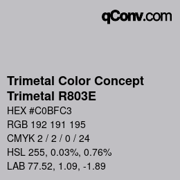 Color code: Trimetal Color Concept - Trimetal R803E | qconv.com