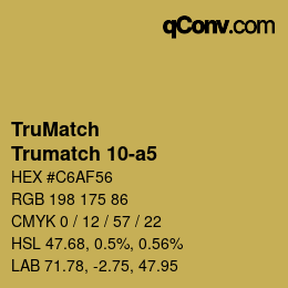 Color code: TruMatch - Trumatch 10-a5 | qconv.com