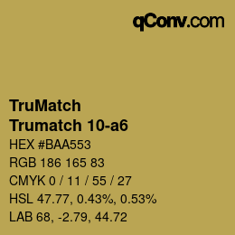 Color code: TruMatch - Trumatch 10-a6 | qconv.com