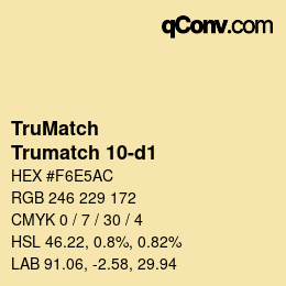 Code couleur: TruMatch - Trumatch 10-d1 | qconv.com