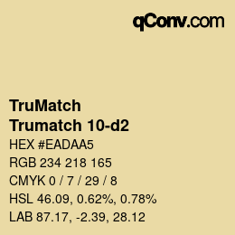 Code couleur: TruMatch - Trumatch 10-d2 | qconv.com