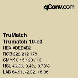 Code couleur: TruMatch - Trumatch 10-e3 | qconv.com