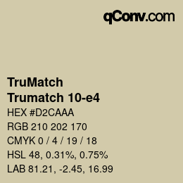 Color code: TruMatch - Trumatch 10-e4 | qconv.com