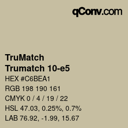 Code couleur: TruMatch - Trumatch 10-e5 | qconv.com