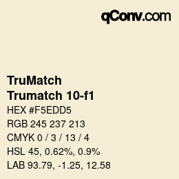 Code couleur: TruMatch - Trumatch 10-f1 | qconv.com