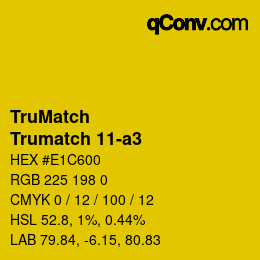 Color code: TruMatch - Trumatch 11-a3 | qconv.com
