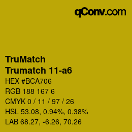 Color code: TruMatch - Trumatch 11-a6 | qconv.com