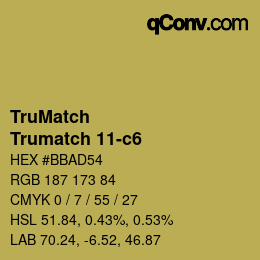 Color code: TruMatch - Trumatch 11-c6 | qconv.com