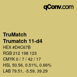 Code couleur: TruMatch - Trumatch 11-d4 | qconv.com
