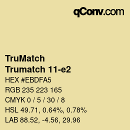 Code couleur: TruMatch - Trumatch 11-e2 | qconv.com