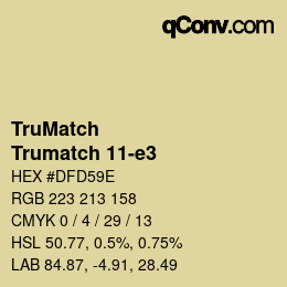 Code couleur: TruMatch - Trumatch 11-e3 | qconv.com