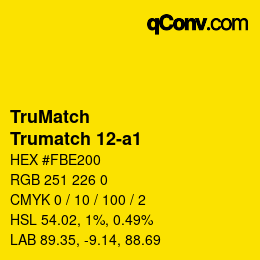Code couleur: TruMatch - Trumatch 12-a1 | qconv.com