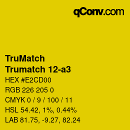 Code couleur: TruMatch - Trumatch 12-a3 | qconv.com