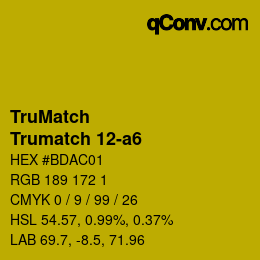 Code couleur: TruMatch - Trumatch 12-a6 | qconv.com