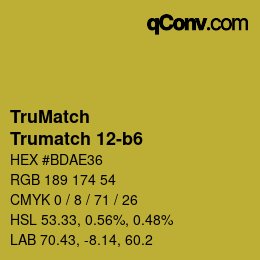 Code couleur: TruMatch - Trumatch 12-b6 | qconv.com