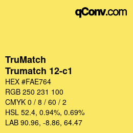 Code couleur: TruMatch - Trumatch 12-c1 | qconv.com