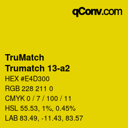 Color code: TruMatch - Trumatch 13-a2 | qconv.com