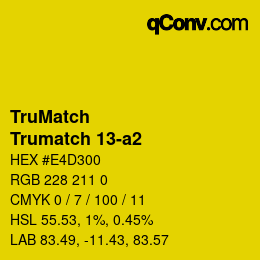 Code couleur: TruMatch - Trumatch 13-a2 | qconv.com