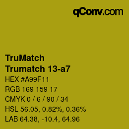 Color code: TruMatch - Trumatch 13-a7 | qconv.com