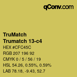 Code couleur: TruMatch - Trumatch 13-c4 | qconv.com