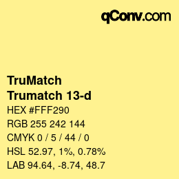 Code couleur: TruMatch - Trumatch 13-d | qconv.com
