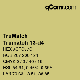 Code couleur: TruMatch - Trumatch 13-d4 | qconv.com