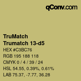 Color code: TruMatch - Trumatch 13-d5 | qconv.com