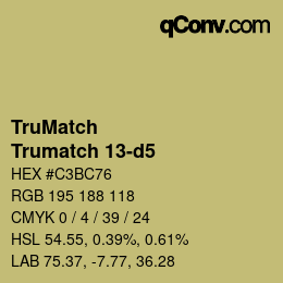 Code couleur: TruMatch - Trumatch 13-d5 | qconv.com