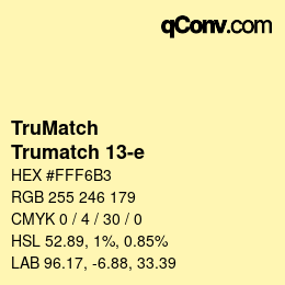 Code couleur: TruMatch - Trumatch 13-e | qconv.com