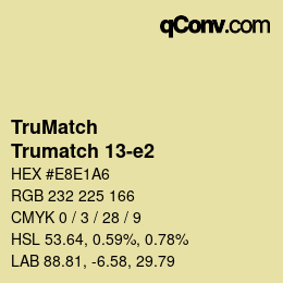 Code couleur: TruMatch - Trumatch 13-e2 | qconv.com