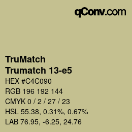 Color code: TruMatch - Trumatch 13-e5 | qconv.com