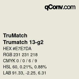 Color code: TruMatch - Trumatch 13-g2 | qconv.com
