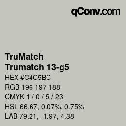 Color code: TruMatch - Trumatch 13-g5 | qconv.com