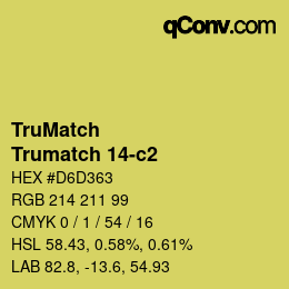 Code couleur: TruMatch - Trumatch 14-c2 | qconv.com