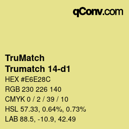 Code couleur: TruMatch - Trumatch 14-d1 | qconv.com