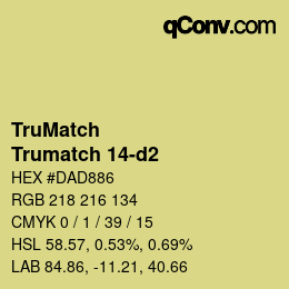 Code couleur: TruMatch - Trumatch 14-d2 | qconv.com