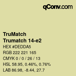 Code couleur: TruMatch - Trumatch 14-e2 | qconv.com